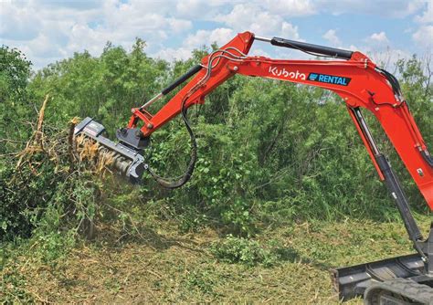 clearing land with a mini excavator|mulch head for mini excavator.